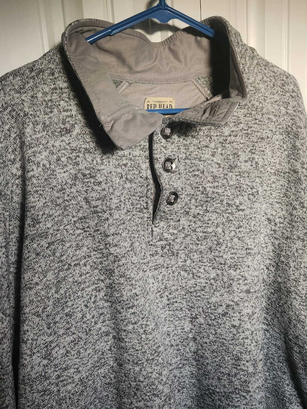 RedHead Men's Gray Marled Henley 1/4 Pullover Button Outdoor Size 2XL